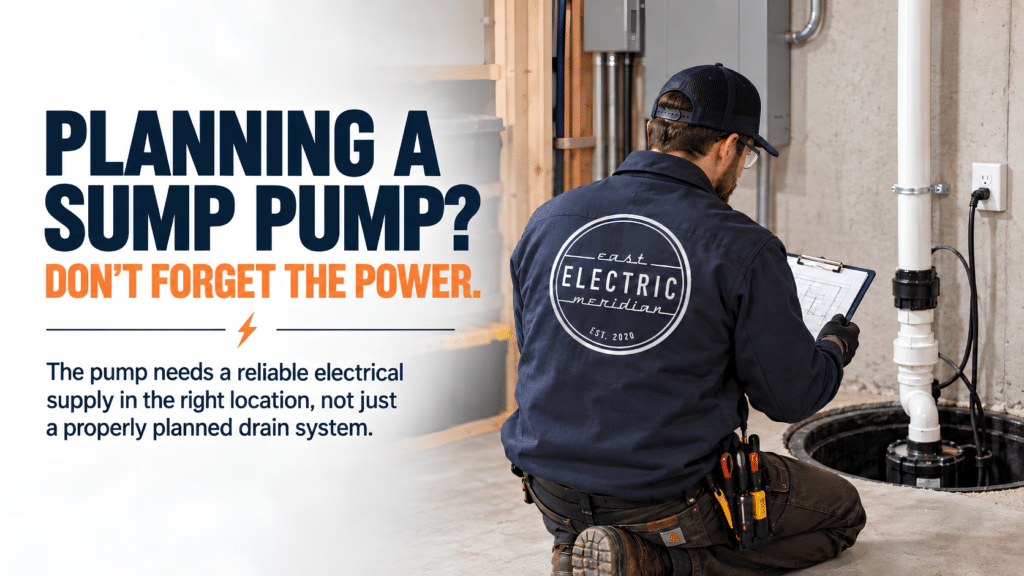 Residential electrician in RM of Macdonald reviewing electrical requirements for a basement sump pump installation.